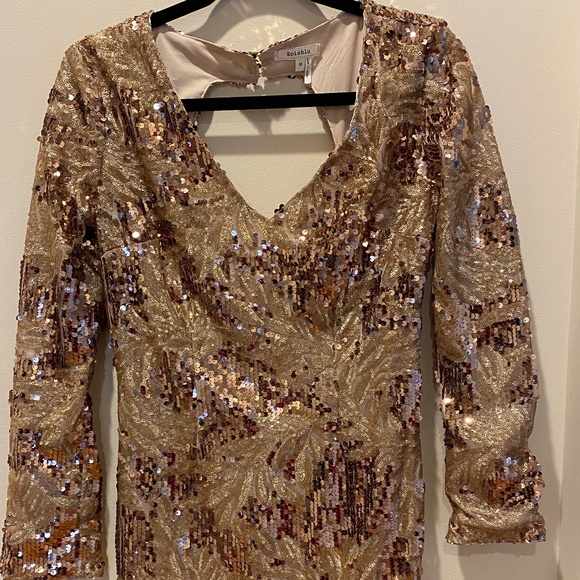 Red Dress Boutique Gold Floral Sequins Dress - Picture 1 of 4